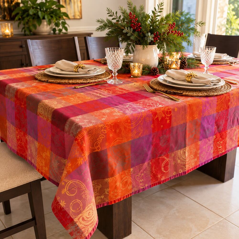 Garnier Thiebaut French Christmas Jacquard Tablecloth 66x86 Cotton Made France